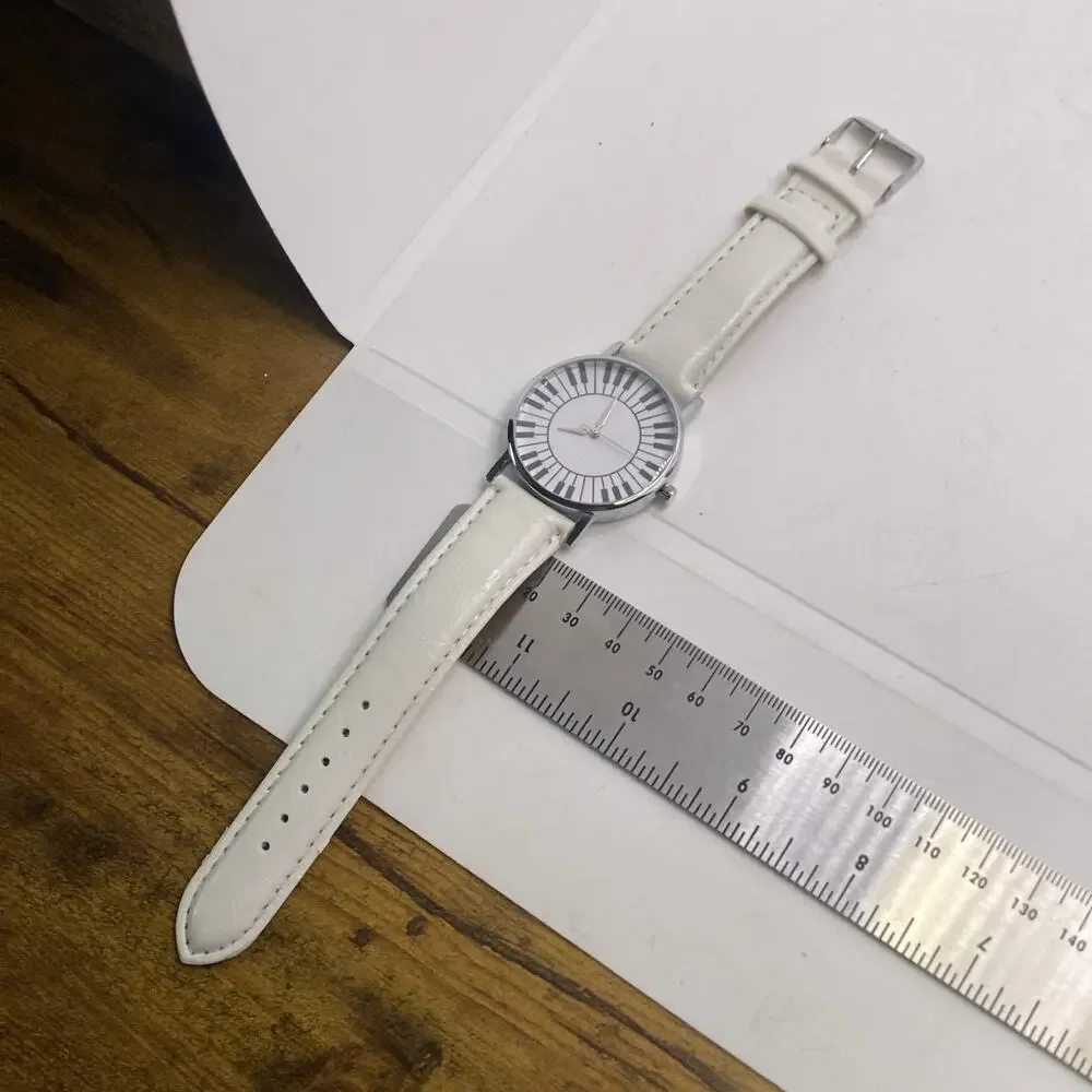 Womens Piano Silver White Band Watch New Battery